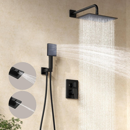 KES Douche-armatuursets, compleet met 12 inch regendouchekop en handdouche, X6248S12-BK