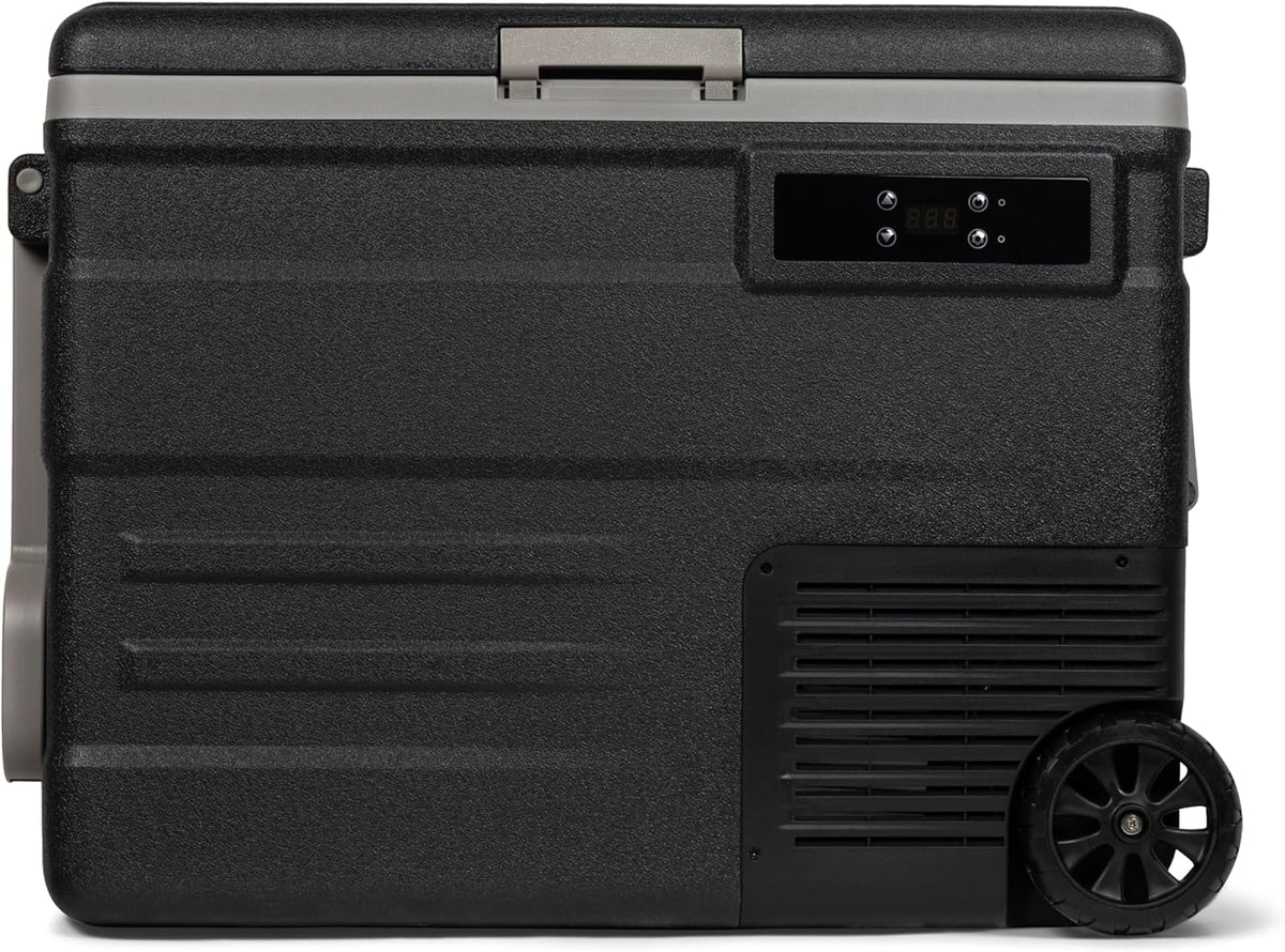 Steamy-E Single Zone 55 Roller, Elektrische Compressor Koelbox op Wielen, 55 Liter, Zwart, 12V/230V, voor vriezen en koelen van -20 tot +20, ideaal voor op de camping