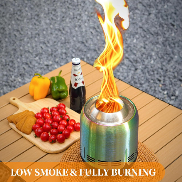 Vuurschaal - Vuurkorf - Vuurplaats - Tafelvuur - Tafelblad - Draagbaar - Pellet - Wood - Brandstof - Lichte - Duurzame - Marshmallow-roosterstokjes - met Draagtas - voor Buiten - Camping - Vis - Wandelen - RVS - 16.3 x 23.2 cm - Metaalverloop