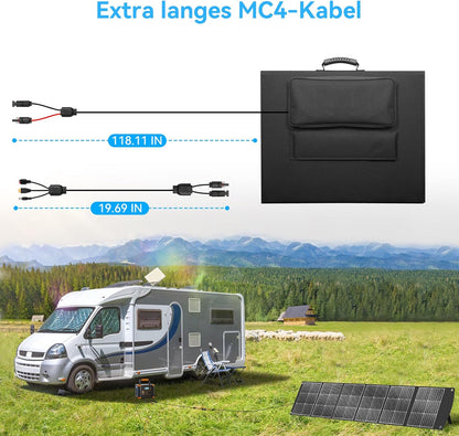 Ecosonique Zonnepaneel, 300 W, opvouwbaar, draagbaar zonnepaneel, oplader voor de meeste krachtcentrales, 40 V MC4-voeding en meerdere uitgangen, folarmodule voor camping, outdoor, camper