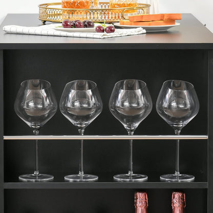 HOMCOM bar table modern dining table desk with 3 storage surfaces black chipboard 112 x 57 x106 cm - QUORE