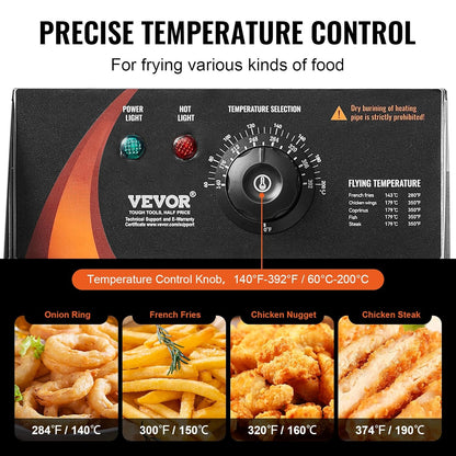 VEVOR Professional Electric Deep Fryer for Turkey, 2500 W with 3 Removable Baskets, Stainless Steel Fryer with Oil Oil, Oil Capacity Approx. 12 L, for Use in Kitchen, Restaurant, Silver