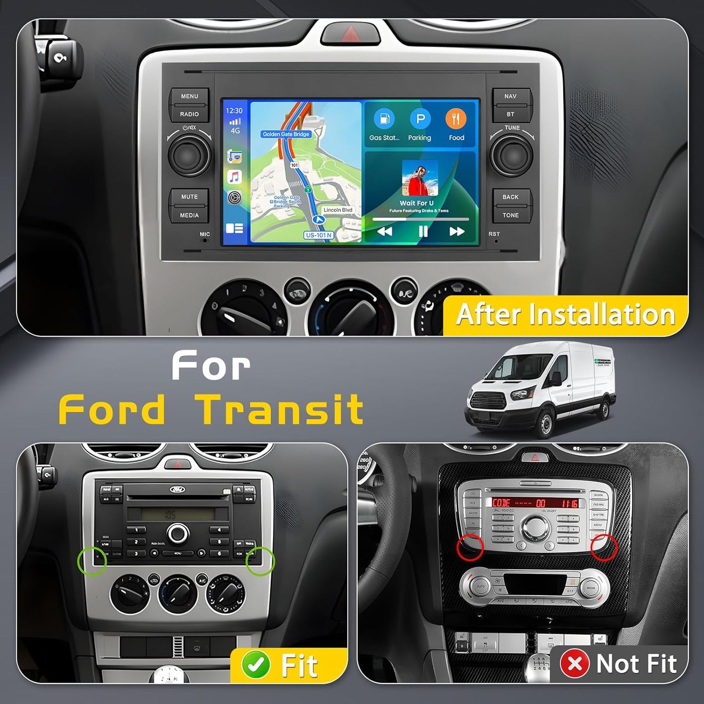 Autoradio – Multimediaspeler – 2-DIN Radio – Touchscreen Stereo – Infotainmentsysteem – 7 Inch Touchscreen – Wireless CarPlay En Android Auto