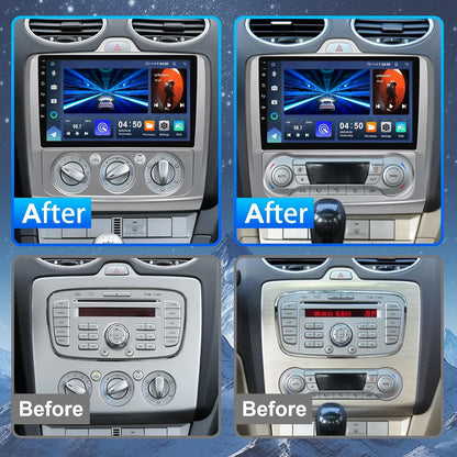 4G 64G Android 14 Car Multimedia Stereo Android Radio voor Ford Focus Mk2 Mk3 Exi MT 2 3 2004-2011 Wireless Carplay Android Auto GPS Navigatie WiFi Bluetooth SWC + Backup Camera