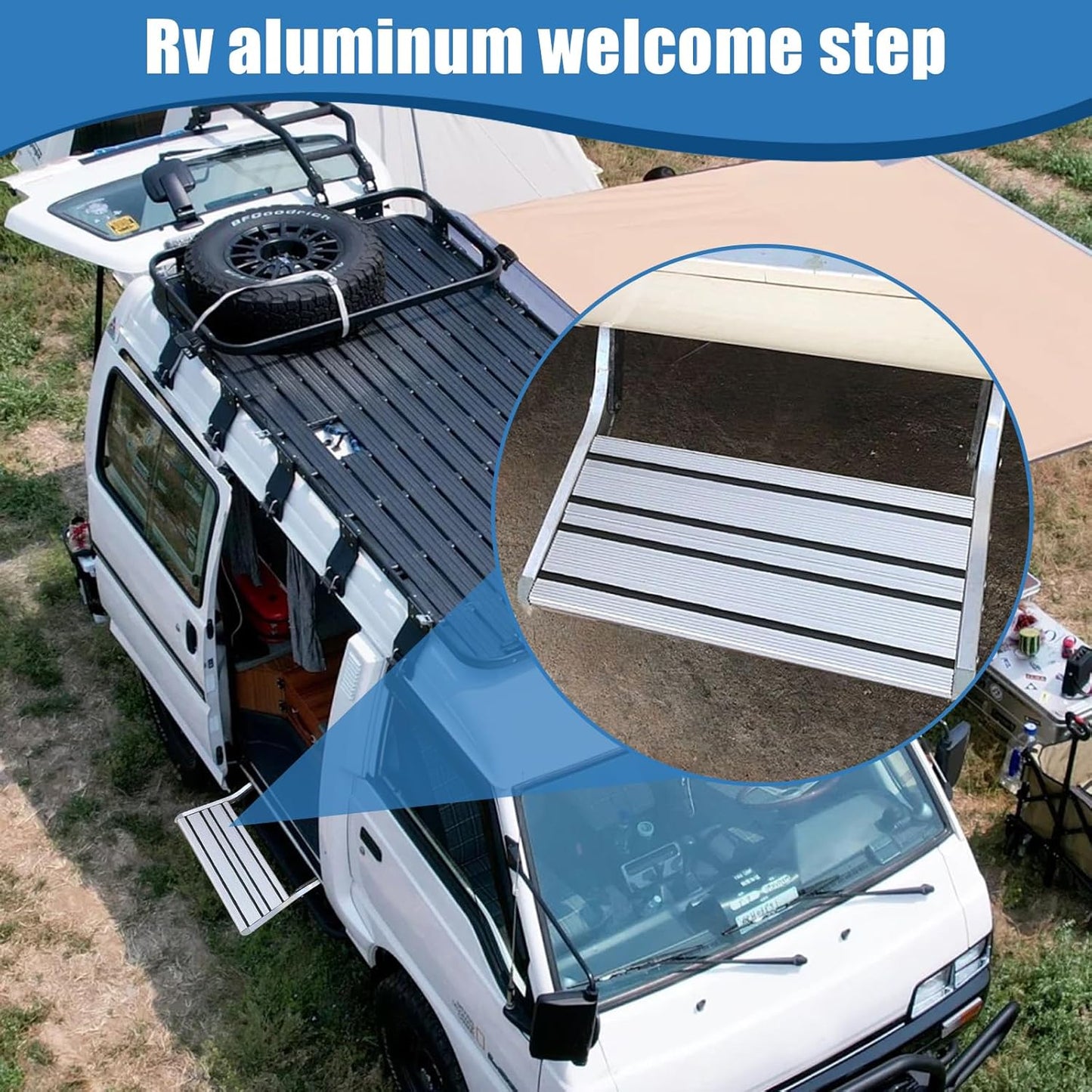 Aluminium uittrekbare inklapbare ladder trede voor camper
