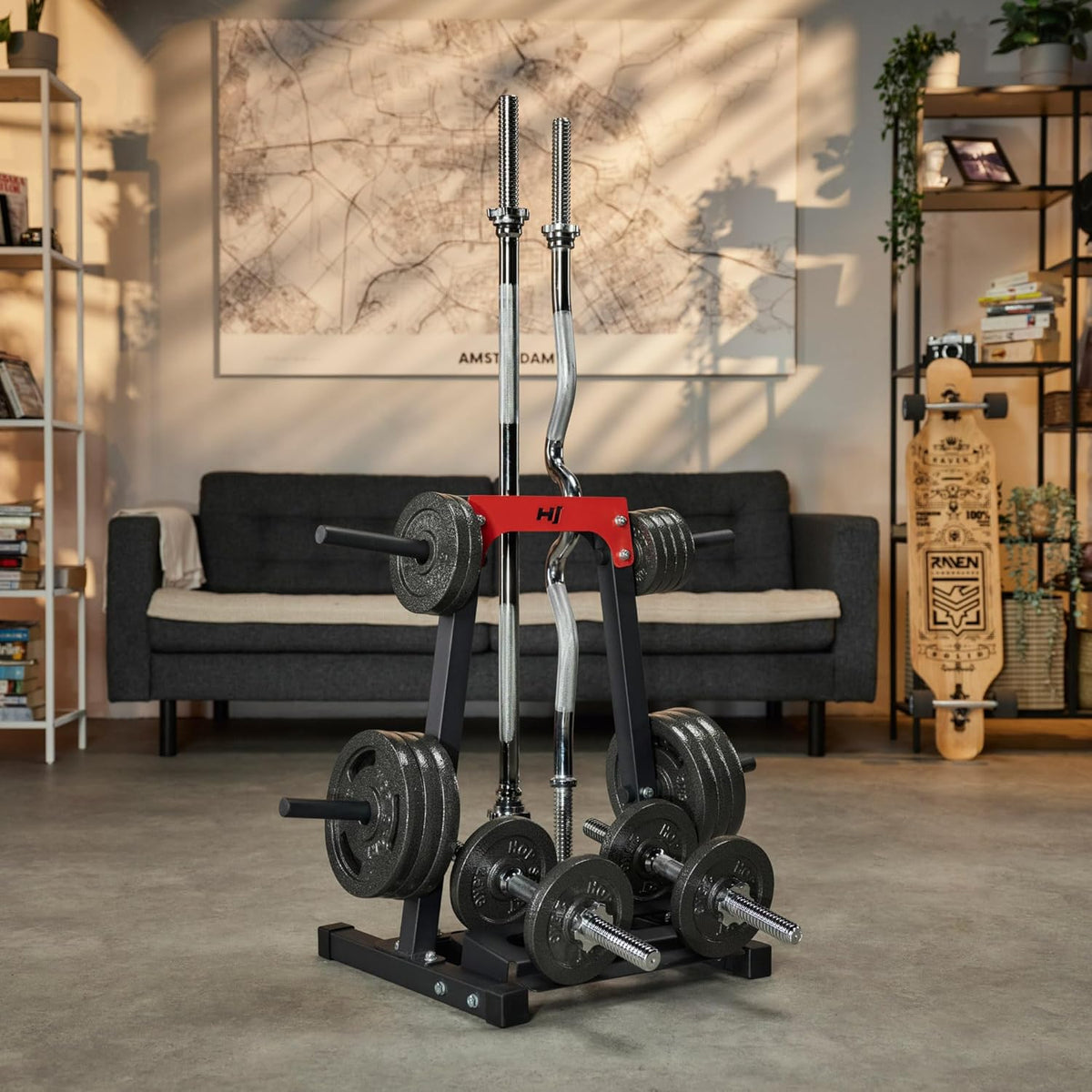 Hop-Sport Weight Plate Stand, Dumbbell Stand for Short Dumbbells for Weights and Bars - QUORE