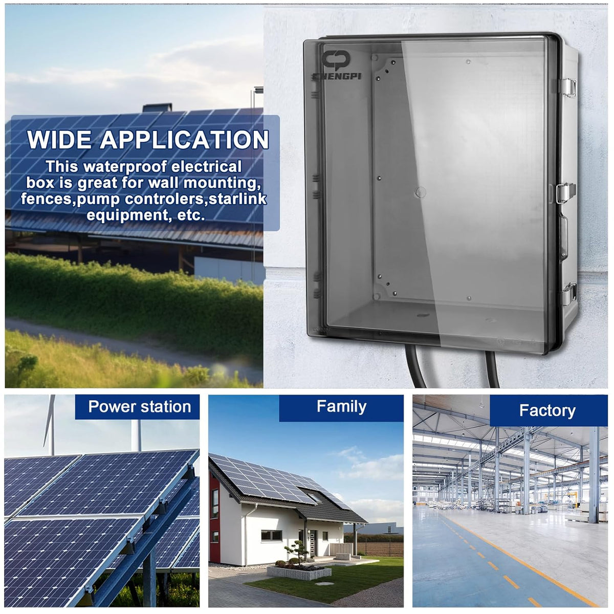 Waterdichte verdeelkast voor buiten, IP66 aansluitdoos, ABS, elektrische aansluitkast, doe-het-zelf kunststof behuizing, bedradingsschakelaar, box, 430 x 530 x 200 mm