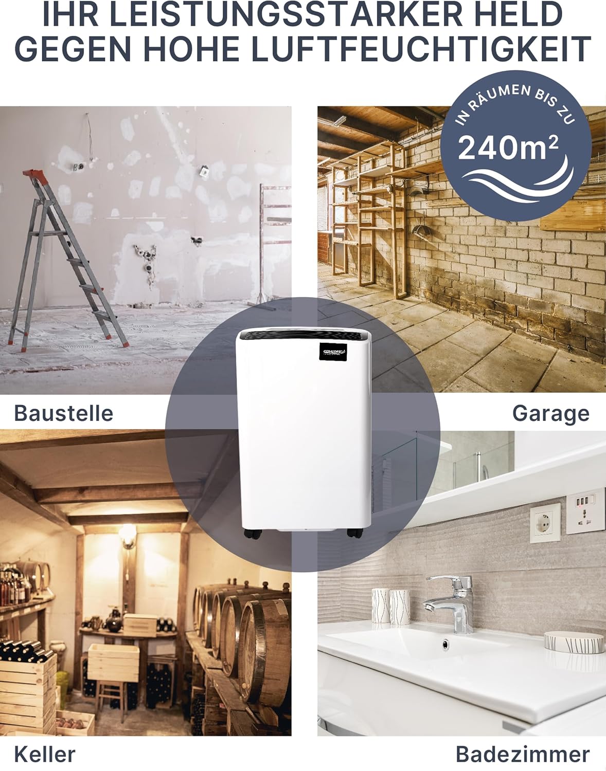 Comedes Demecto 70 Luchtontvochtiger bouwdroger (max. 75 liter/24 uur; geschikt voor ruimtes en kelders tot 240 m²/550 m³