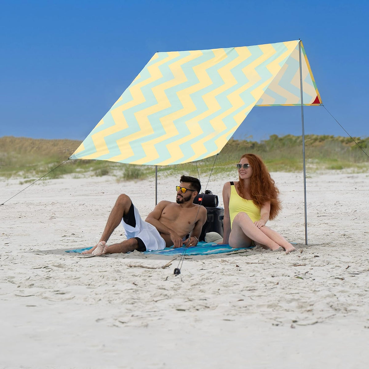 Teepee de Red Suricata strandtent voor 1 tot 2 personen, uv-bescherming UPF50, strandtent met 2 palen van aluminium en dwarsstang, 4 robuuste ankerschroeven