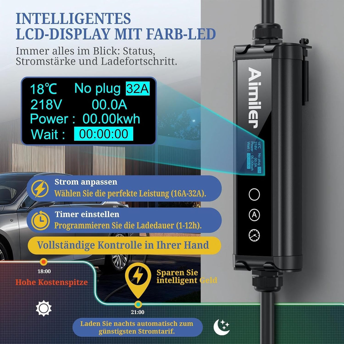 Draagbare EV Oplader – Elektrische Auto Lader – Mobiele EV Charger – 3-fasen Laadpunt – 22 kW Snel Laden – Wifi App Bediening