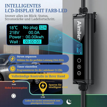 Draagbare EV Oplader – Elektrische Auto Lader – Mobiele EV Charger – 3-fasen Laadpunt – 22 kW Snel Laden – Wifi App Bediening