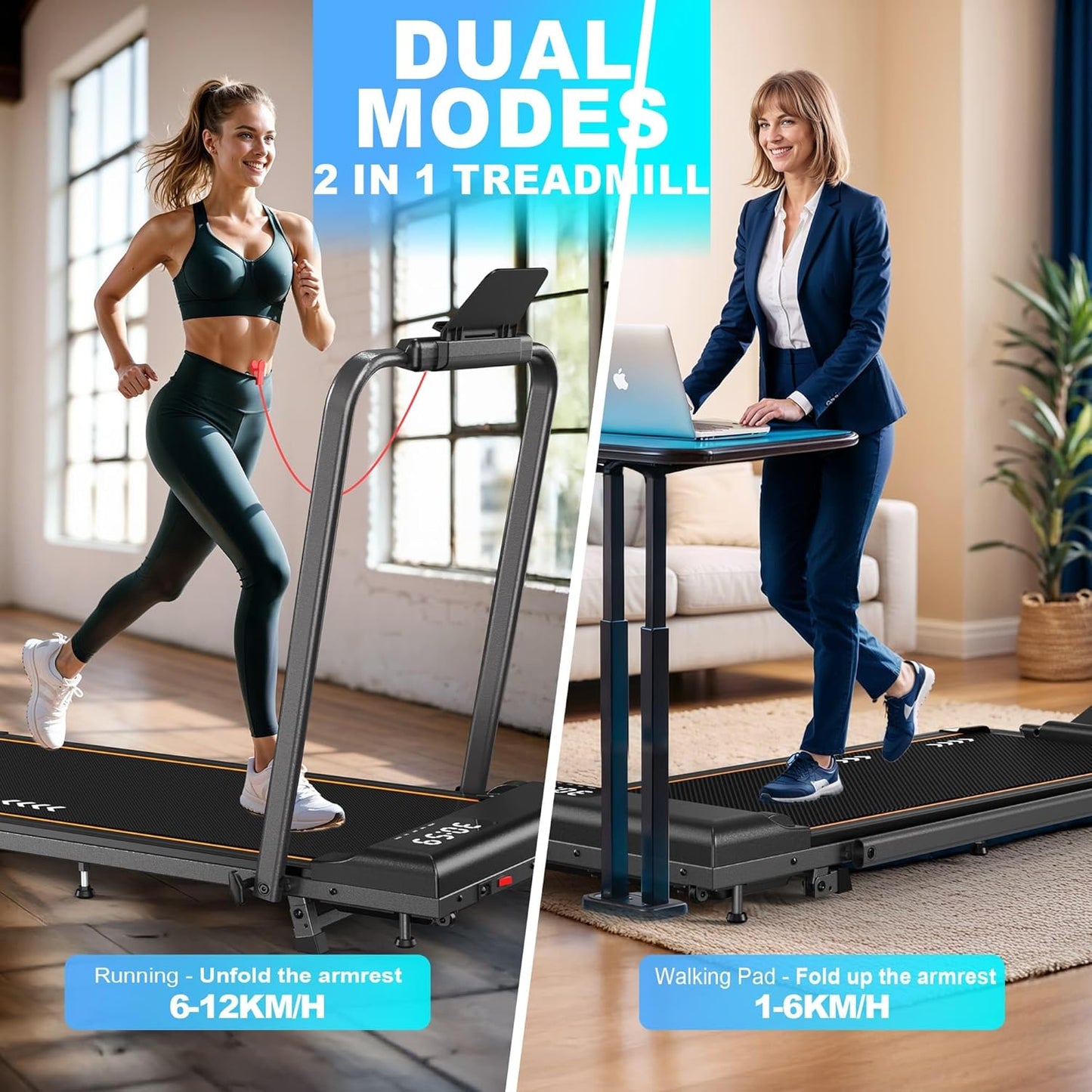 Loopband – Walking Pad – Hardloopband – Wandelband – Loopmat – Compact Inklapbaar – Krachtige 2,5 PK Motor – 7% Verstelbare Hellingshoek - QUORE