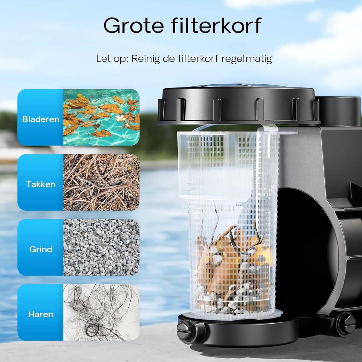 Zwembadpomp – Poolpomp – Filterpomp – Circulatiepomp – Vijverpomp – 5000 L/h Capaciteit – 220 Watt Vermogen