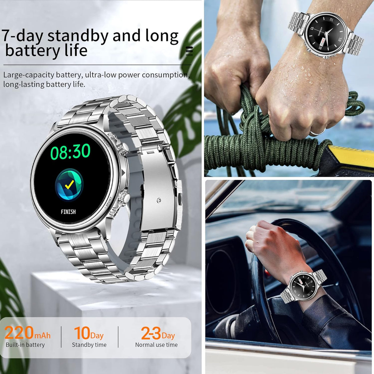 Smartwatch Dames met Bellen/Kiezen via Bluetooth, Smart Watch voor Dames, Slaapmonitor Menstruatie volgen, Calorie Stappenteller Stopwatch Smart Activity-Armband voor Android iOS (Zilver Staal)