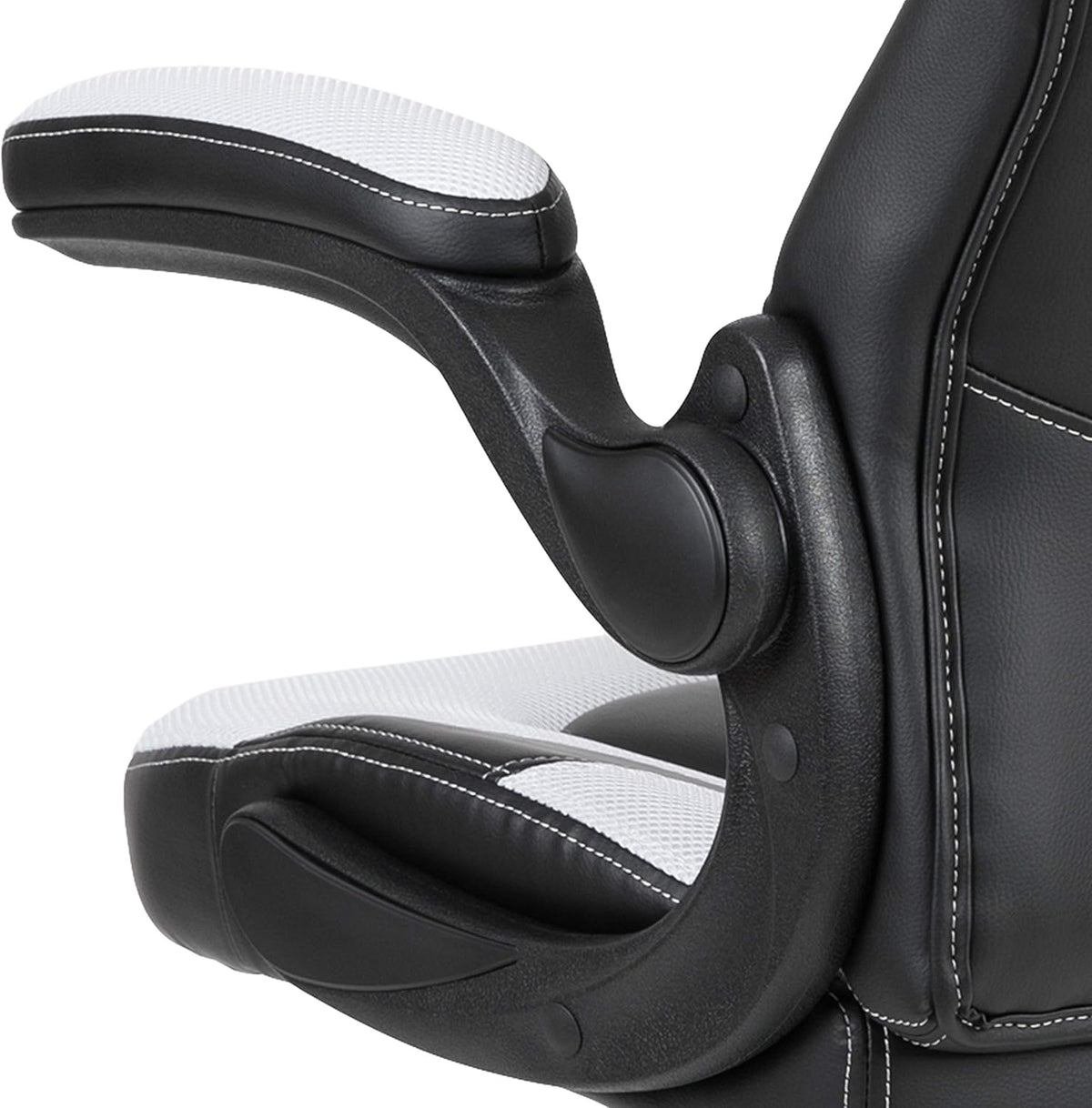 Flash Furniture X10 Gamingstoel, ergonomische bureaustoel voor pc- en gaming-setups, verstelbare gamerstoel met rugsteun, LeatherSoft, wit/zwart