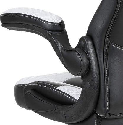Flash Furniture X10 Gamingstoel, ergonomische bureaustoel voor pc- en gaming-setups, verstelbare gamerstoel met rugsteun, LeatherSoft, wit/zwart