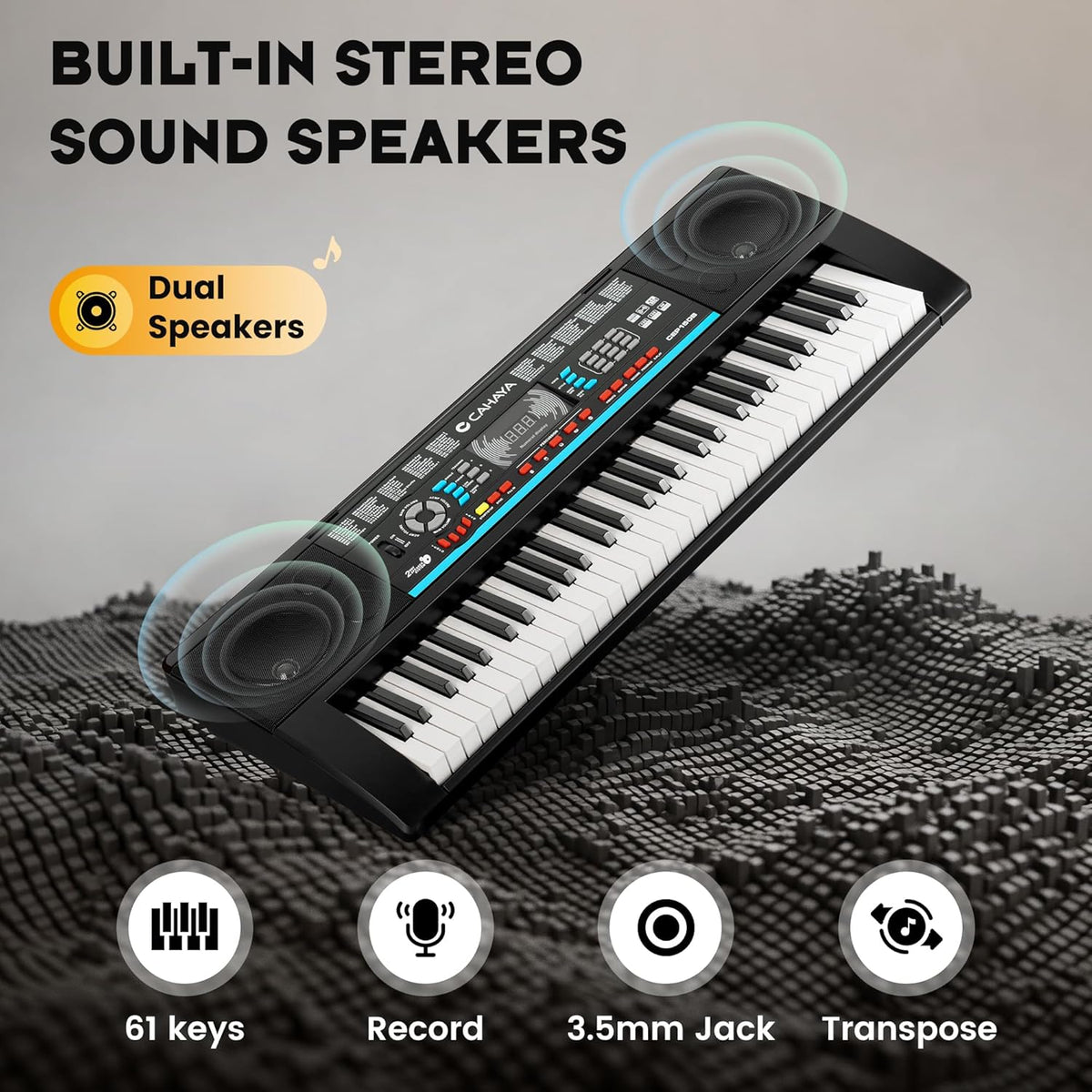 Keyboard 61 Toetsen – Pianotoetsenbord – Elektrisch Keyboard – Elektronisch Keyboard – Muziektoetsenbord – 128 Geluiden En 128 Ritmes – 3 Leermodi