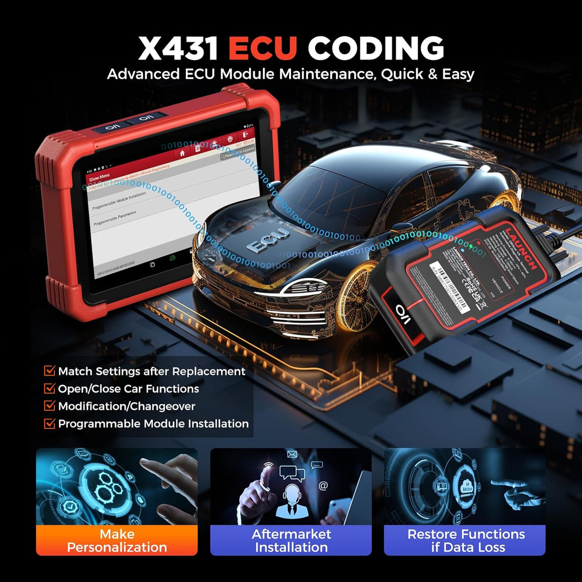 LAUNCH X431 CRP919XBT Elite OBD2-diagnoseapparaat, 2025 draadloos, bidirectionele scantool, ECU-codering, 37+ service, alle systeemdiagnosescanners, FCA AutoAuth, V.A.G Guided, CANFD DoIP, 2 jaar