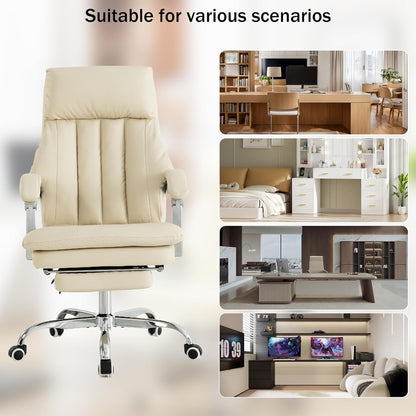 Relaxstoel – Fauteuil – Bureaustoel – Loungestoel – Ligstoel – Ergonomisch Ontwerp – PU Leer Met Voetensteun