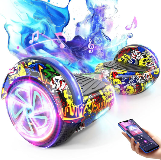 Elektrisch zelfbalancerend hoverboard met banden van 6,5 inch, dual motor, bluetooth flash wiel met ledlicht, zelfbalancerend wiel, elektrische scooter