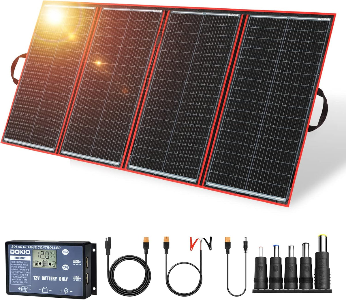Draagbaar Zonnepaneel – Opvouwbaar Zonnelader – Mobiele Solar Charger – Outdoor Powerbank – Reis Zonne-Energie – 300W Vermogen – Inclusief 20A Laadcontroller Met LCD-Scherm
