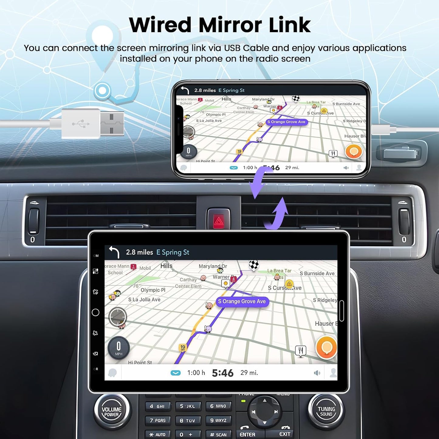 Hikity 10,1 Zoll 1 Din Autoradio mit Apple Carplay Android Auto Bluetooth Freisprecheinrichtung, Abnehmbares Bildschirm Touch Display Car Radio mit Mirror Link FM USB SD AUX + Rückfahrkamera