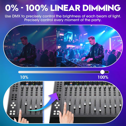 80W Moving Head LED met Afstandsbediening, RGBW Disco Licht 6 Armen + Bijenoog Effect, DMX512 Soundactief voor DJ Bar Feestverlichting