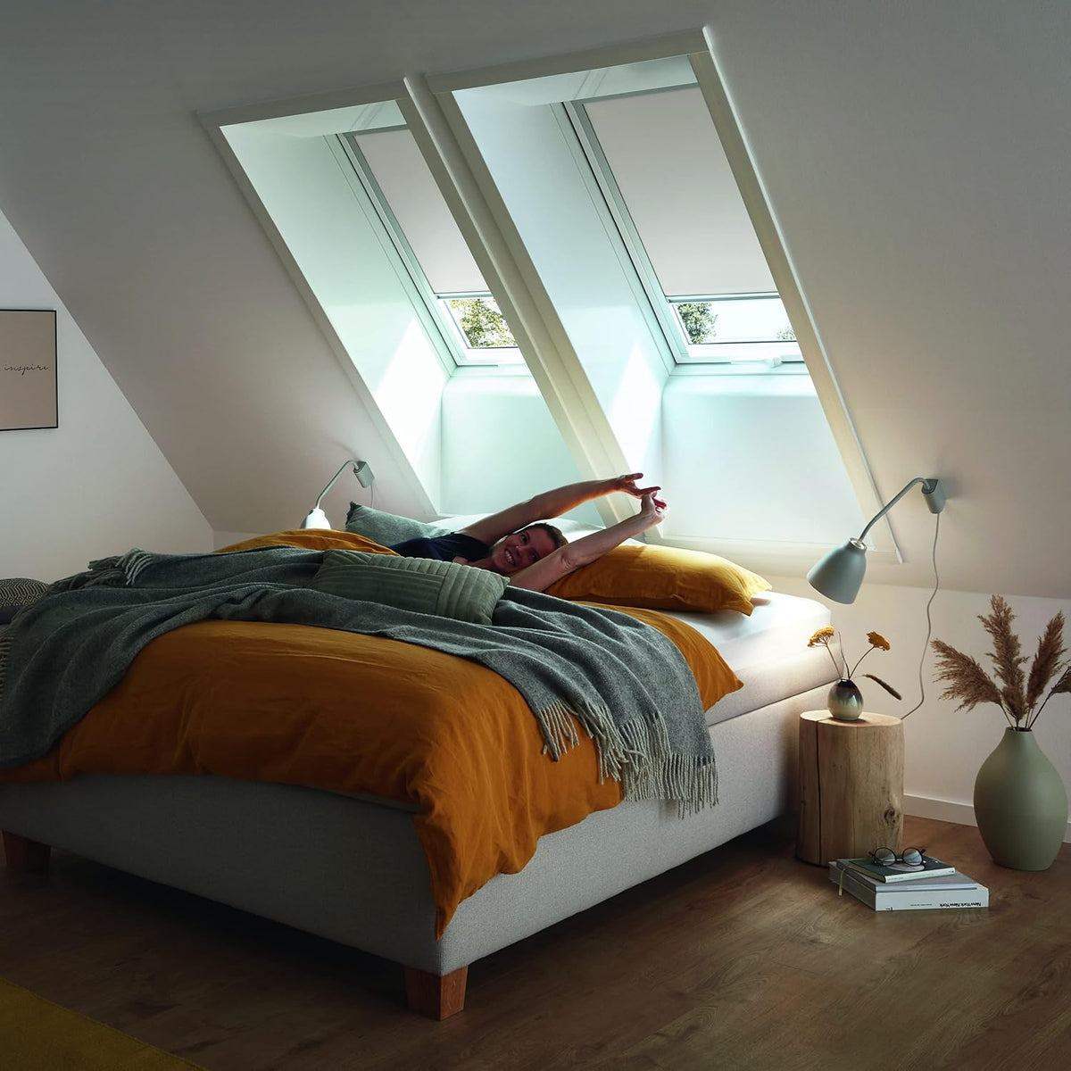 Original Roto Blackout Roller Blind ZRV Almost Full Darkening Guide Rail Silver For Roto Skylight Series Designo R4/R7 and Classic 43/73 with Size 094/118 | 09/11 Light Grey - QUORE