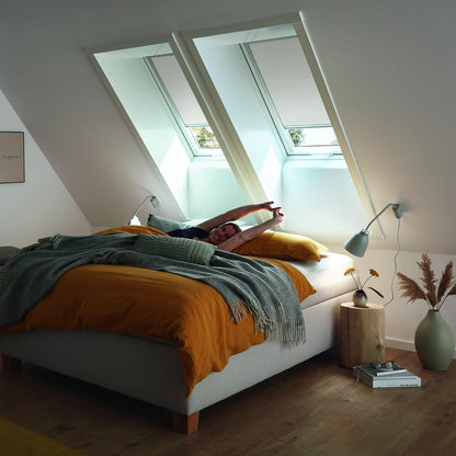 Original Roto Blackout Roller Blind ZRV Almost Full Darkening Guide Rail Silver For Roto Skylight Series Designo R4/R7 and Classic 43/73 with Size 094/118 | 09/11 Light Grey - QUORE