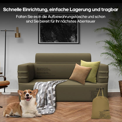 Opblaasbare sofa, camping, luchtbank, campingbank, opblaasbare bank, outdoor luchtsofa met armleuning en draagbare pomp