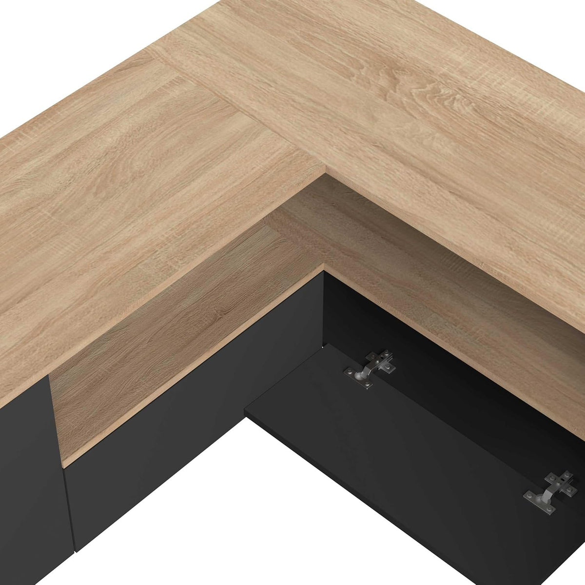 TemaHome, TV-hoek, zwart en eiken, 130 x 40 x 46 cm (B x D x H)