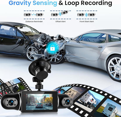 Dashcam – Autocamera – Auto Camera – Parkeercamera – 4 Camera's – 2K Voorcamera – 8 IR Nachtzicht