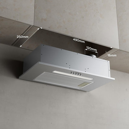 CIARRA CBCS5913D Afzuigkap inbouw ventilatorbouwsteen 52 cm afvoerlucht inbouwkap afzuigkap 300 m³/h efficiënte afzuigkap afzuigkap compatibel CBCF005 actieve koolfilter roestvrij staal zilver - QUORE