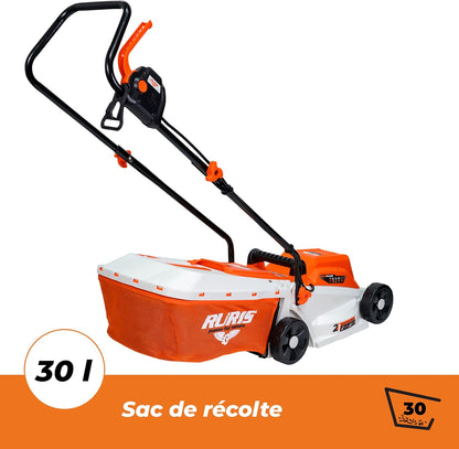 RURIS Elektrische grasmaaier RXE1200, 1200 W, maaibreedte 320 mm, in hoogte verstelbaar 25/45/60 mm, opvangbak 30 l, 3100 omw/min