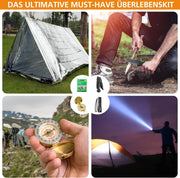 Compleet Noodpakket - Survivalkit - IFAK - 147-delige - EHBO-set - Inc. Molle-tas - Waterfilter - Filterriet - Multitool - Hamerbijl - voor Camping - Avontuur - Wandelen - Noodsituaties -