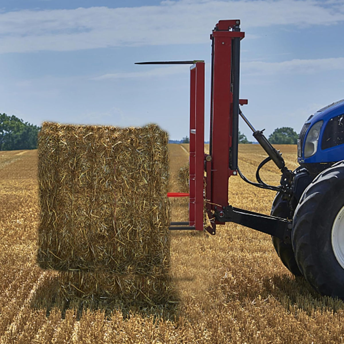 VEVOR Hooispuit, 125 cm, hooibergpen, capaciteit 1360 kg, snelspanbalpunt, vierkant, 4,5 cm breed, rood gecoate balvork, met 2 stabiliserende lansen - QUORE