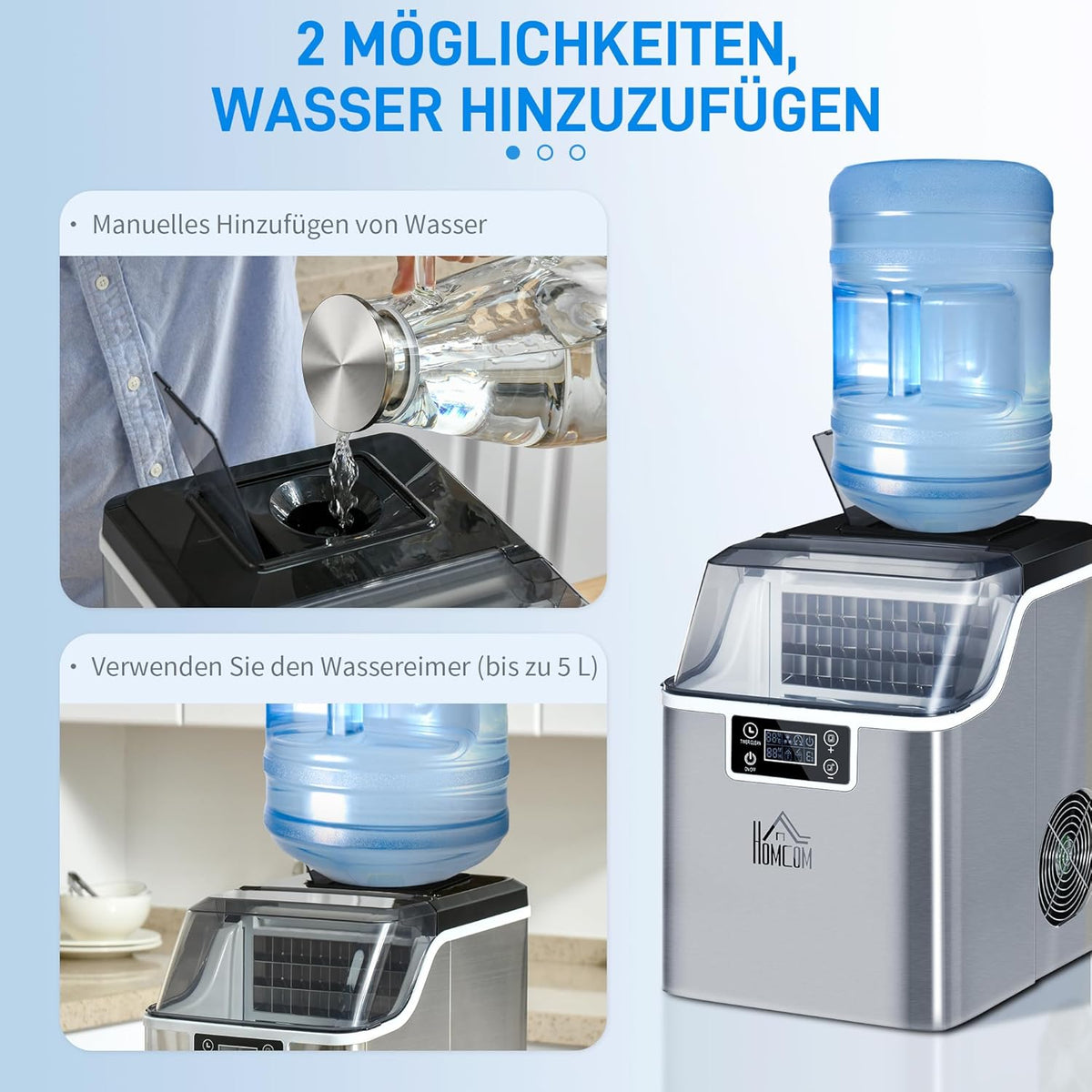 IJsblokjesmachine – IJsblokjesmaker – IJsbereider – Ijsmachine – IJsproducent – Tot 20 kg ijs per 24 uur – RVS behuizing met LCD-display