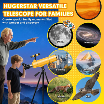 Telescopische astronomie professional voor volwassenen en kinderen, 80 mm opening 500 mm astronomische refractor telescoop voor beginners, draagbare reisscoop met statief, mobiele