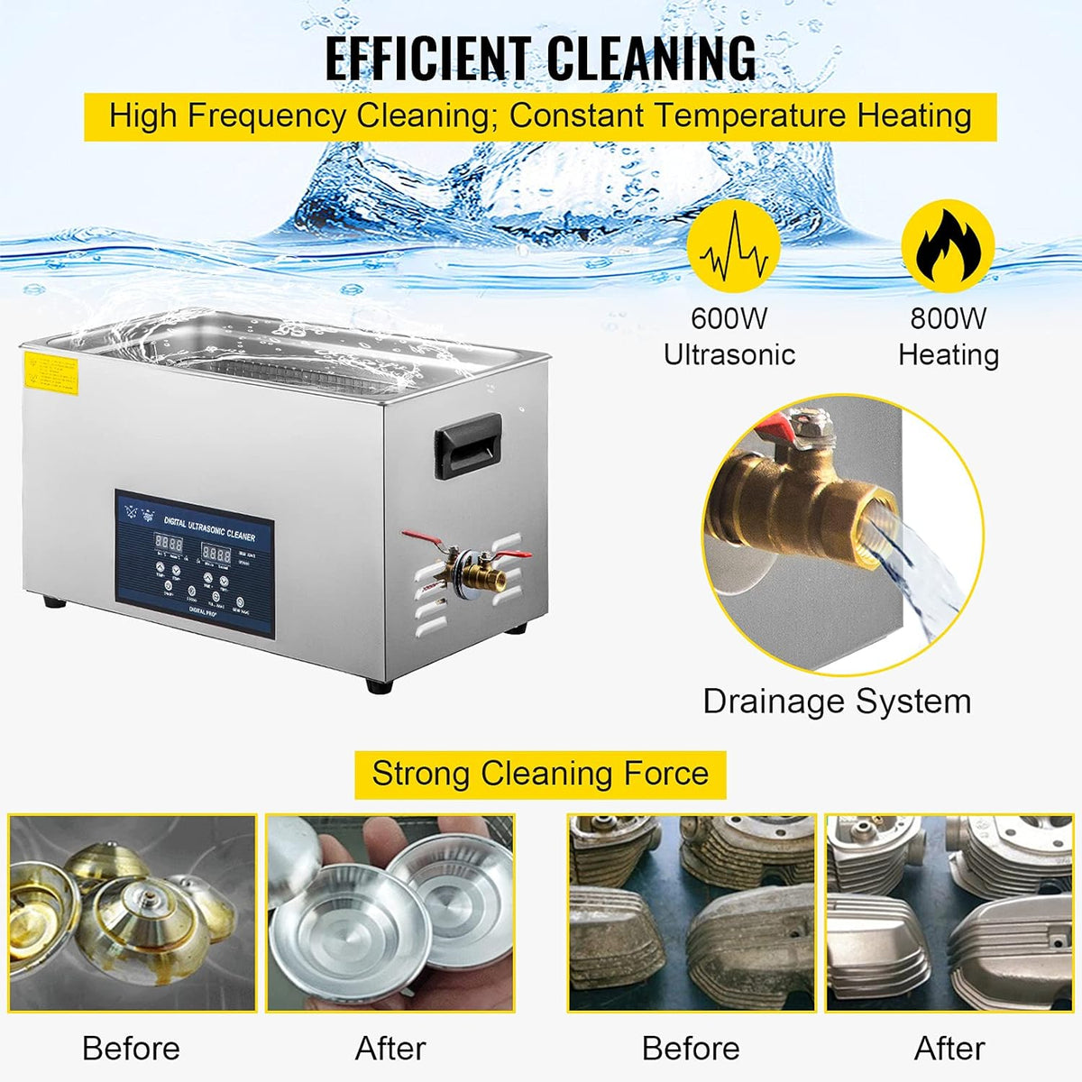 Ultrasone Reiniger – Ultrasoon Bad – Schoonmaakapparaat – Reinigingsmachine – Ultrasoon Toestel – 30 Liter Inhoud – Roestvrijstalen Tank – Dubbele Frequentie 28/40 Khz