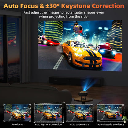 Bettdow 4K beamer [Android 9.0 & Google TV], 1080P volledig verzegeld, autofocus/trapeziumcorrectie, videoprojector ondersteunt Google Voice Assistant & Dolby Audio, zwart