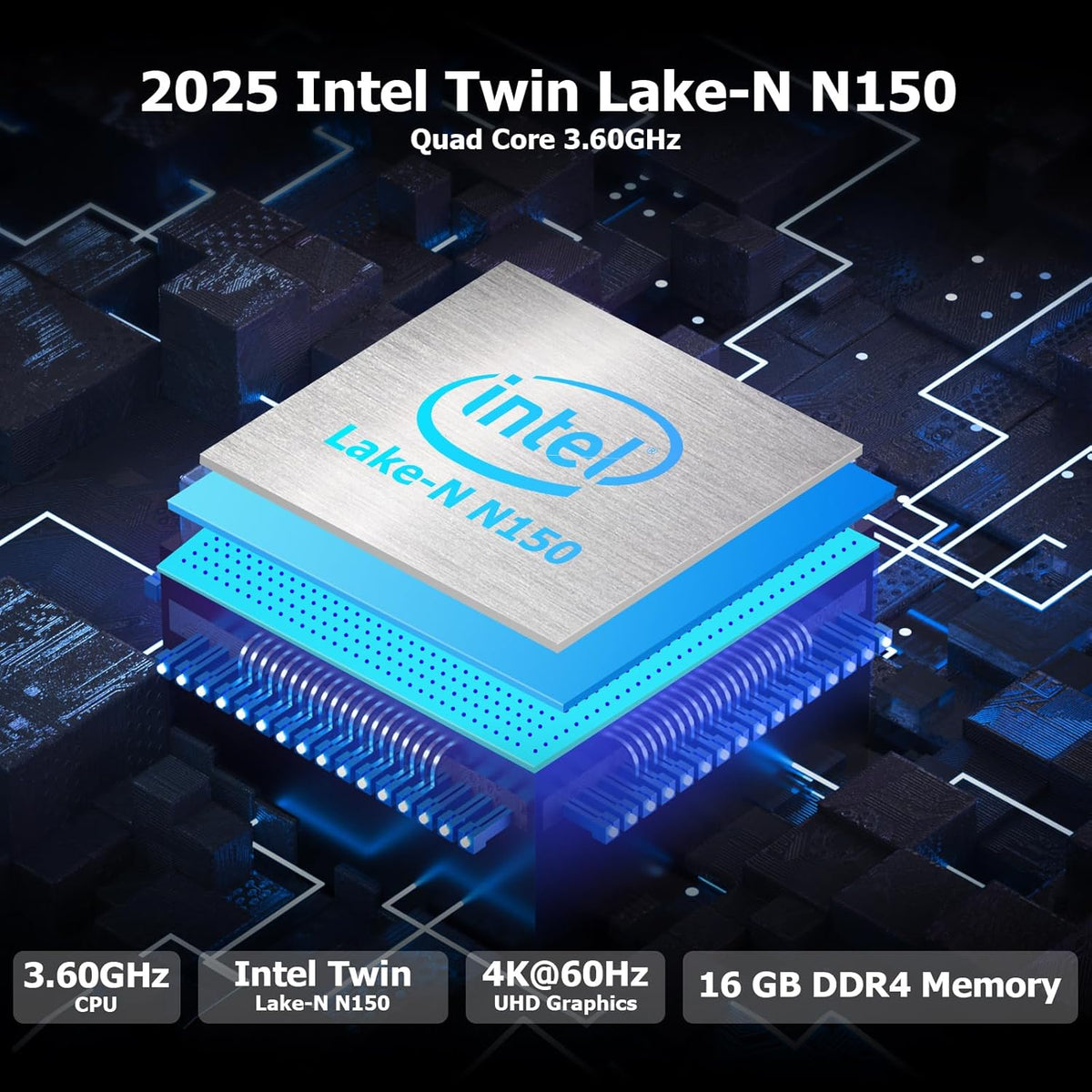 AWOW Mini PC W-11 Pro Twin Lake-N N150 Quad Core 3.60GHz, 16GB DDR4 3200MHz 512GB M.2 PCIE3.0 SSD Mini Desktop Computer, Micro PC Dual Display HDMI DP 4K@60Hz Dual RJ45 Gigabit Ethernet, AX101 - QUORE