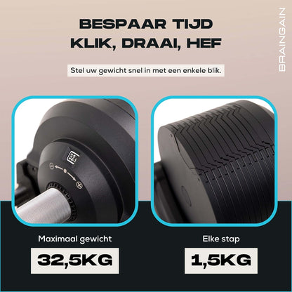 BRAINGAIN Adjustable Dumbbells - Versatile weights for strength training at home - QUORE