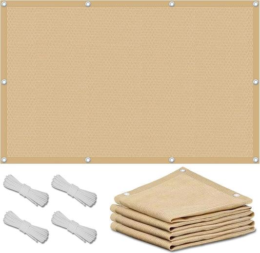 Schaduwnet, schaduwnet, schaduw voor terrasoverkapping, outdoor, uv-bestendig, ademend, zonweringsnet, voor pergola, tuin, balkon, schaduwdoek, 3 x 6 m, beige