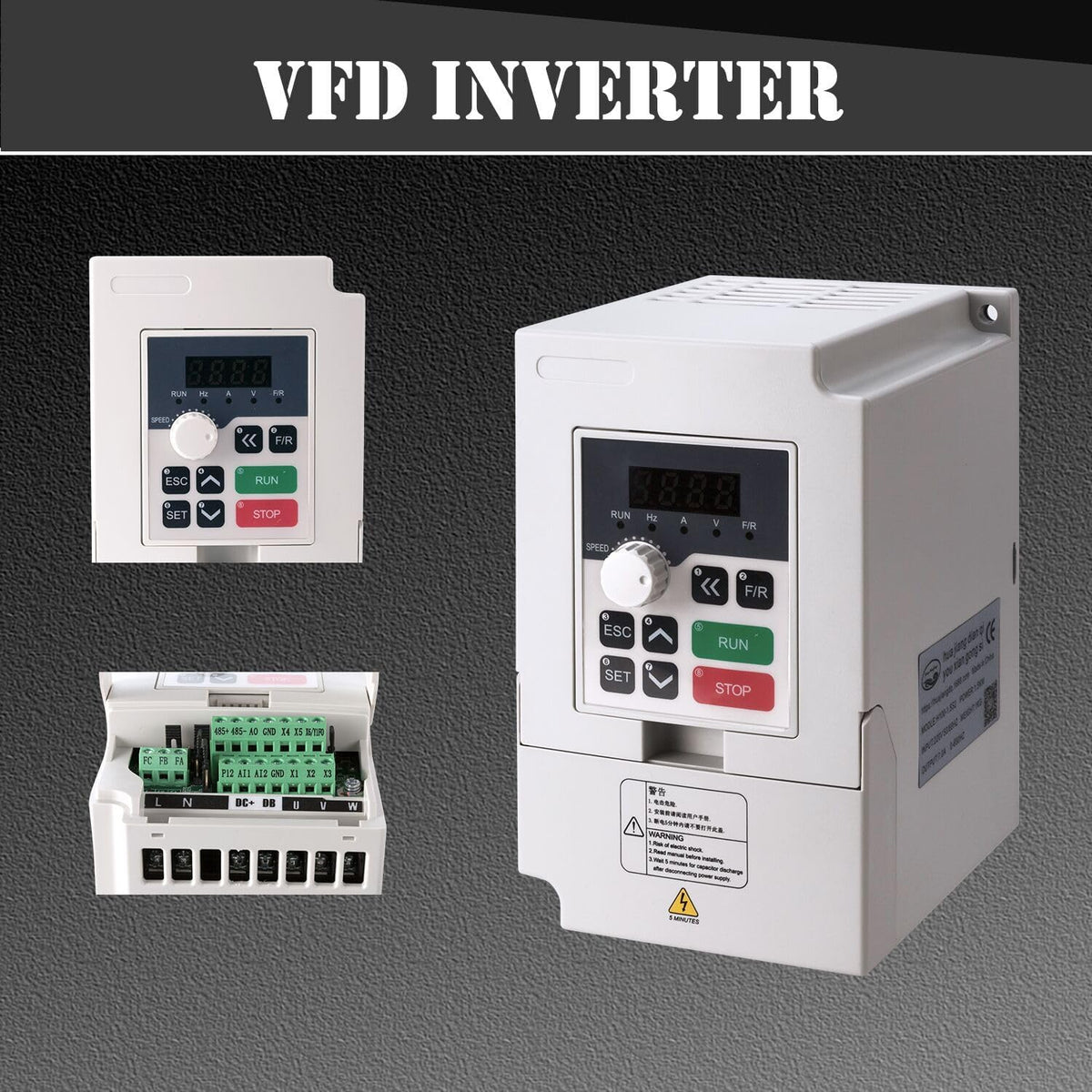 CNC-spindelmotorset, 220 V 1,5 kW, luchtgekoelde CNC-spindelmotor + 220 V 1,5 kW VFD + Φ65 mm CNC-klemhouder + ER11 kraagset + boorbits + sleutel