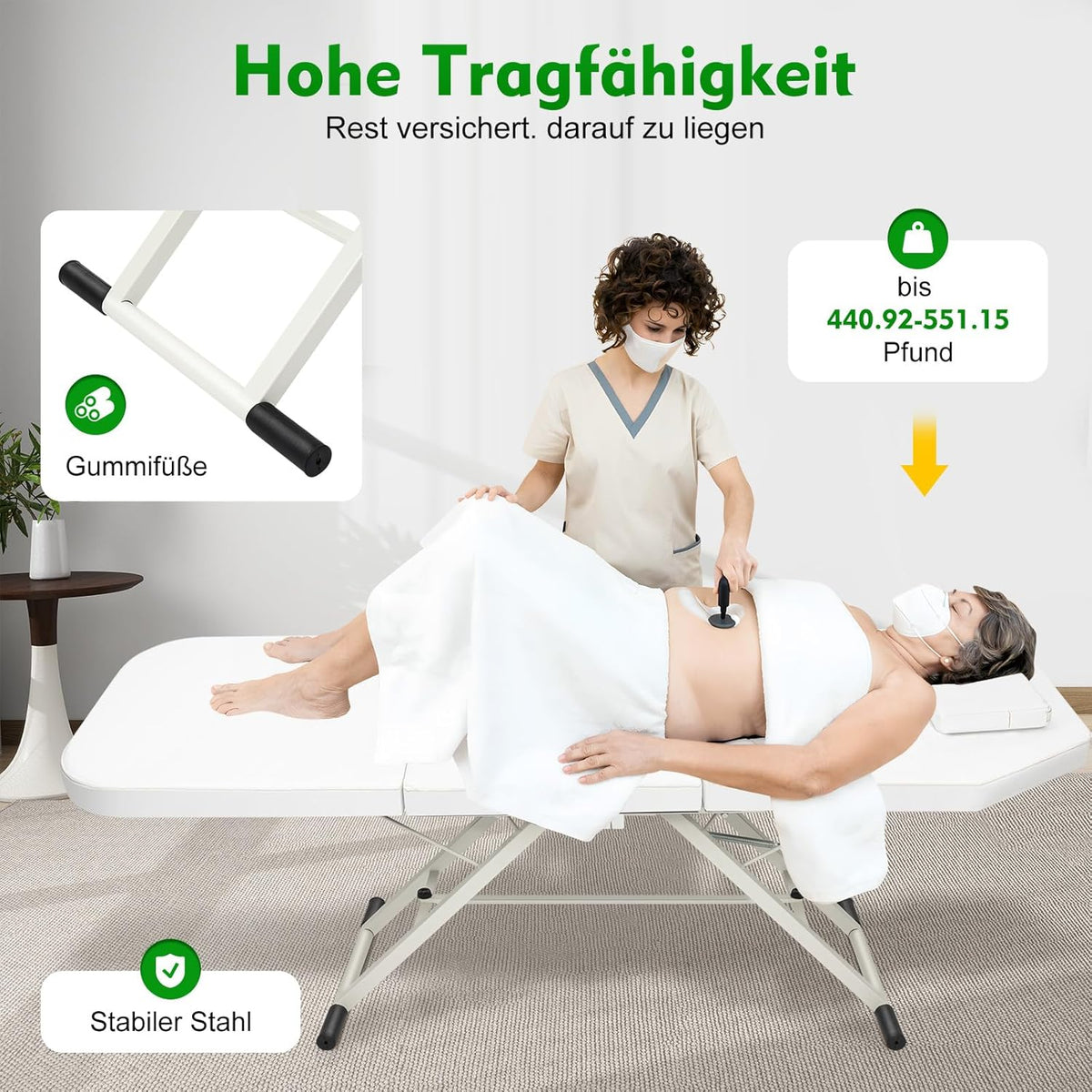 Mobile Folding 3-Zone Massage Chair with Headrest Adjustable Folding Massage Chair Bed Professional Steel Massage Table 250kg Load Capacity for Spa Salon Tattoo - QUORE