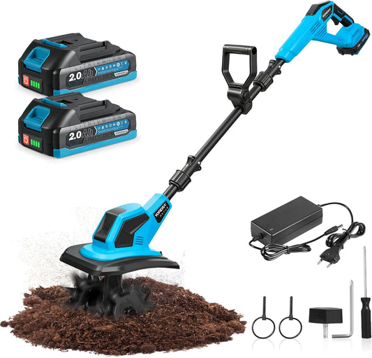 Accu-grondhak, elektrische motorhak voor kleine bloemperken en tuin