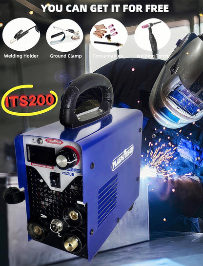 ITS-200 WIG lasapparaat met 200 ampère en MMA, 2-in-1 combi TIG-lasapparaat DC TIG lasmachine voor het lassen van staal, roestvrij staal