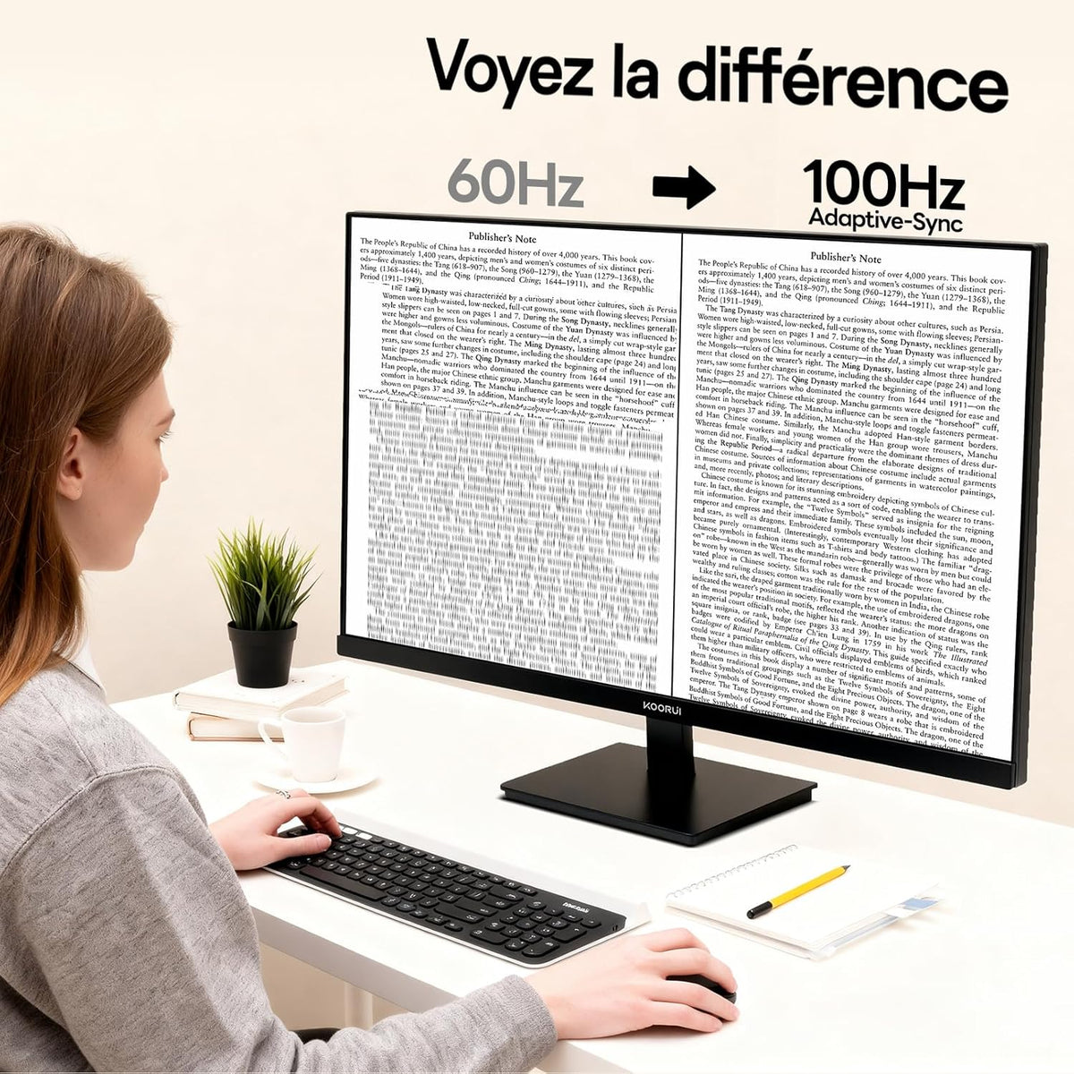 KOORUI 27 inch QHD, IPS Panel 100 Hz, 95% DCI-P3, MPRT 1ms, AMD FreeSync, HDMI 2.0 + DP1.4, Tilt and VESA Compatible, Ideal for Home Work and Entertainment, Black - QUORE