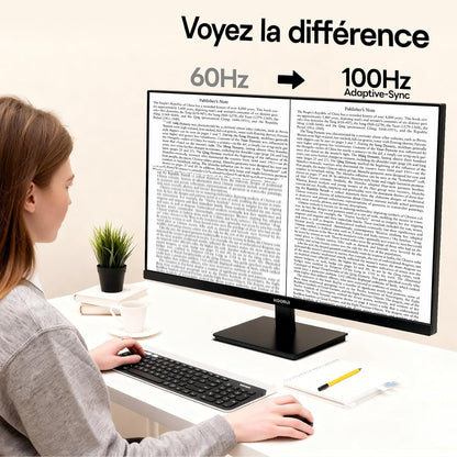 KOORUI 27 inch QHD, IPS Panel 100 Hz, 95% DCI-P3, MPRT 1ms, AMD FreeSync, HDMI 2.0 + DP1.4, Tilt and VESA Compatible, Ideal for Home Work and Entertainment, Black - QUORE