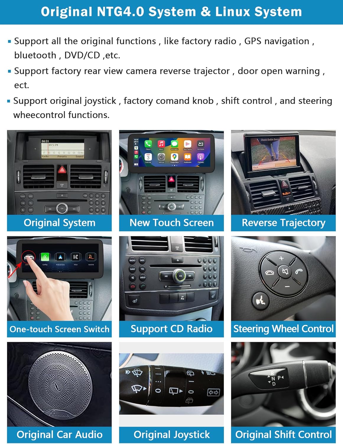 12,3 inch touchscreen autoradio – inbouw radio – multimedia systeem – auto stereo – navigatie systeem – Draadloze CarPlay & Android Auto – Ondersteuning voor achteruitrijcamera en MirrorLink